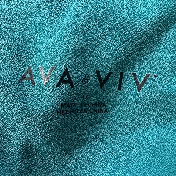 Ava & Viv Laguna Teal Faux Wrap Hi Lo Dress Knit Elastic Waist Size 1X - Picture 12 of 15